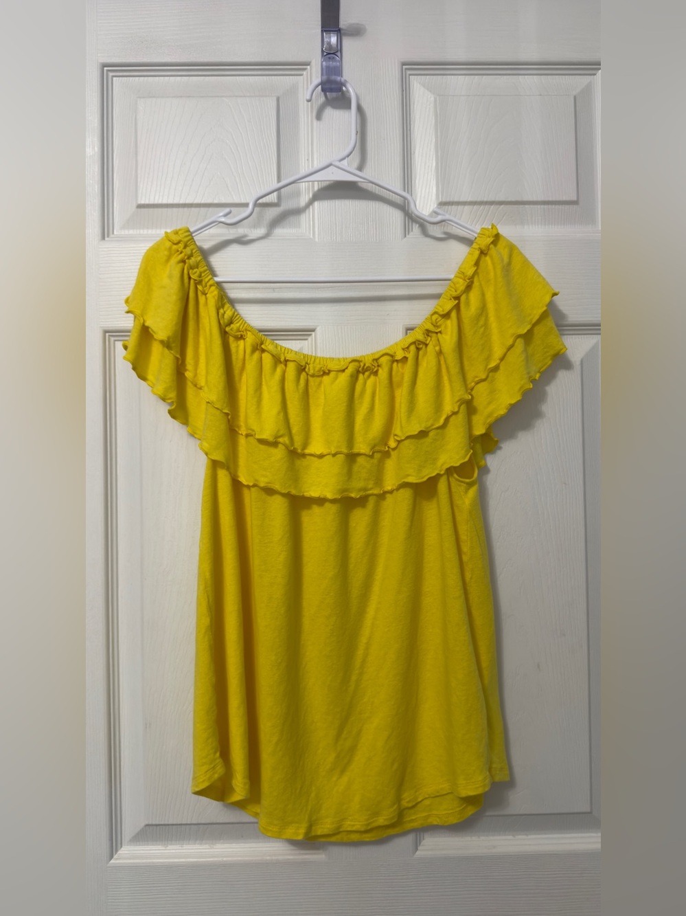 Ralph Lauren Bright Yellow Off-Shoulder Ruffle Camisole